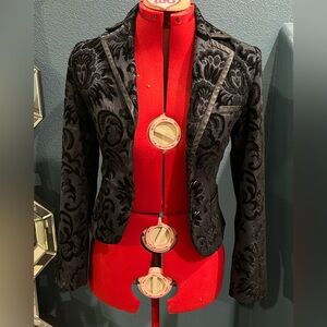 Marciano Black Floral Burnout Velvet Blazer